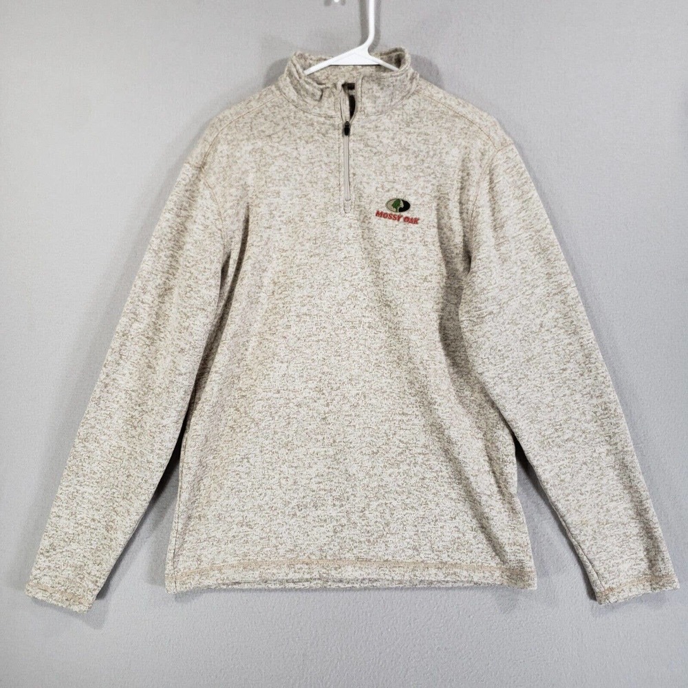 Mossy Oak Sweater Mens M Gray Long Sleeve 1/4 Zip Pullover Polyester